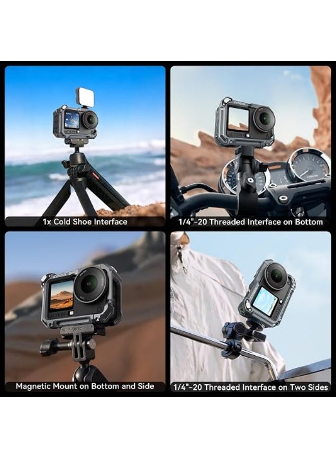 CYNOVA Osmo Action 6 Cage for DJI Osmo Action 6 Accessories, Aluminum Alloy Protective Frame Housing Case with Cold Shoe & 1/4" Mount, Anti-Shock & Anti-Drop Case for Vlogging, Biking ect - Image 5