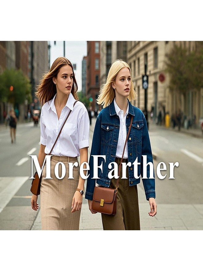 MoreFarther حقائب كتف مورفارثر للنساء، حقائب كروسبودي من الجلد الطبيعي، حقائب يد كلاسيكية - حقائب مصممة بحزام قابل للتعديل، لون أبيض - Image 3