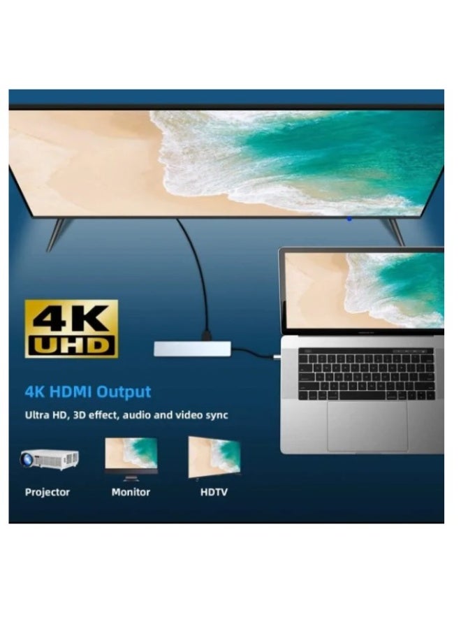 Haing محول هاب 8 في 1 من نوع C لجهاز ماك بوك برو/إير، آيباد برو، أجهزة الكمبيوتر المحمولة من نوع C، محطة إرساء USB C مع HDMI 4K/2 USB C 3.0 قارئ بطاقات SD/TF/87 واط Type C PD - Image 2