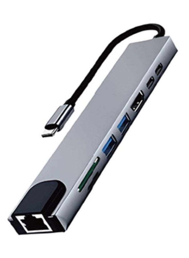 Haing محول هاب 8 في 1 من نوع C لجهاز ماك بوك برو/إير، آيباد برو، أجهزة الكمبيوتر المحمولة من نوع C، محطة إرساء USB C مع HDMI 4K/2 USB C 3.0 قارئ بطاقات SD/TF/87 واط Type C PD - Image 4