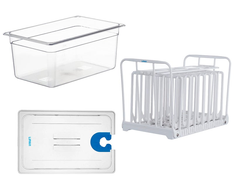 نظام لابافي للطبخ بالتفريغ نموذج NXC15UNIR مع حاوية C15 ورف N15X وغطاء عالمي يناسب تقريبًا أي آلة طبخ بالتفريغ حتى 2755 بوصة 70 مم في القطر