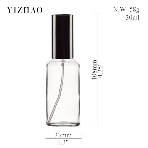 YIZHAO Clear Glass Spray Bottles 1oz, with Small Fine Mist Spray, Metal Cap, Refillable for Essential Oil,Travel,Cleaning,Perfume,Aromatherapy,Makeup – 6 Pcs - Image 2