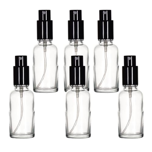 YIZHAO Clear Glass Spray Bottles 1oz, with Small Fine Mist Spray, Metal Cap, Refillable for Essential Oil,Travel,Cleaning,Perfume,Aromatherapy,Makeup – 6 Pcs - Image 1
