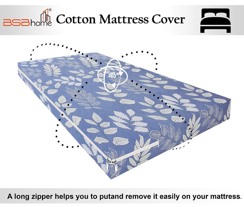BSB HOME Premium Cotton Printed Mattress Cover/Protector with Zipper Chain|Provides All Around Protection with 360° Encasing |Single Size Bed - 72x36+6 inches (6x3 Feet Mattress) Pack of 1 Grey White - Image 5