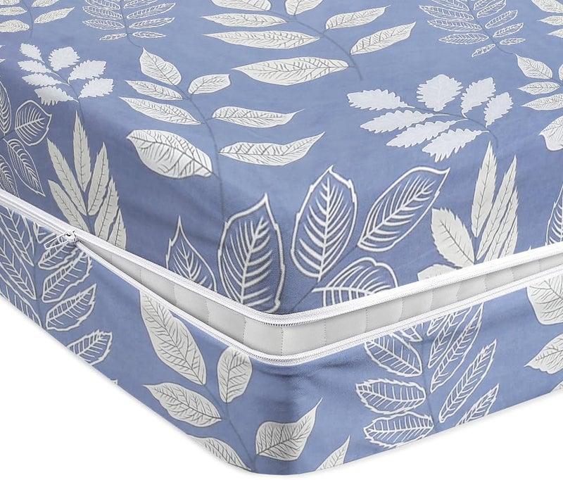 BSB HOME Premium Cotton Printed Mattress Cover/Protector with Zipper Chain|Provides All Around Protection with 360° Encasing |Single Size Bed - 72x36+6 inches (6x3 Feet Mattress) Pack of 1 Grey White - Image 1
