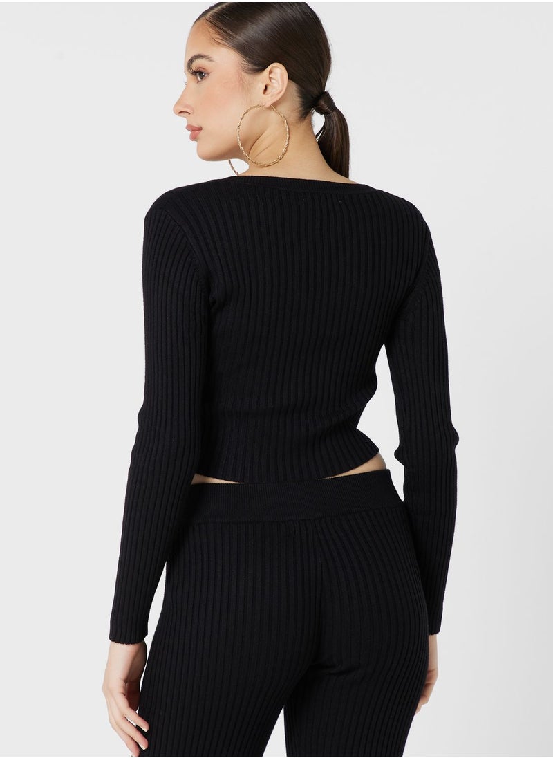 GLAMOROUS - V-Neck Knitted Top - Image 1
