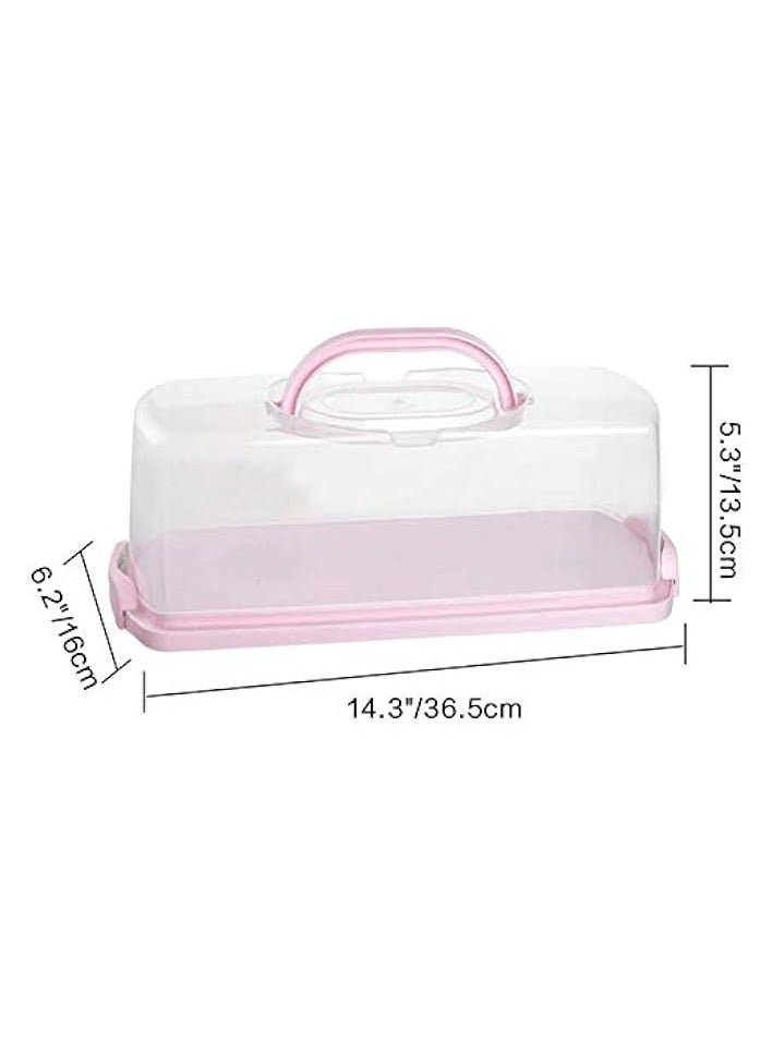 Green Tiger Plastic Rectangular Bread Box with Portable Handle, Loaf Cake Storage Container Box for Storing Banana Bread,Pumpkin Bread (Pink) - Image 2