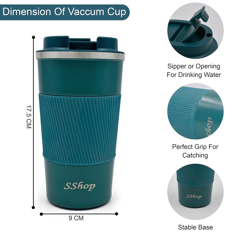 SShop Insulated Travel Coffee Mug Stainless Steel Vacuum Tumbler With LeakProof Lid Reusable Thermal Cup For Hot And Cold Beverages With SpillProof Lid And AntiSlip Grip Ivory 510 ML - Image 5