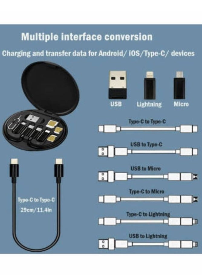 Multi,Function USB Cable Storage Box with SIM Card Slot and Eject Pin, Versatile Charging Cable Organizer and Phone Holder in Black - Image 2