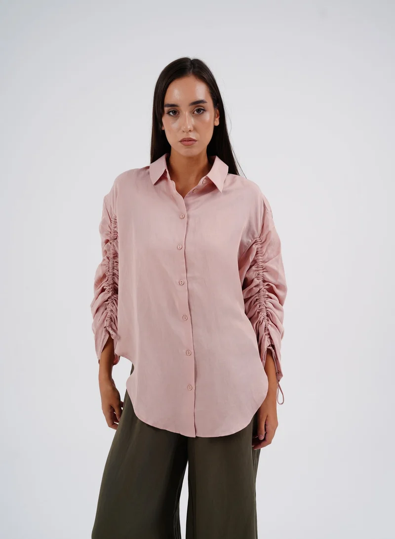 Two Bees Luenelle Pink Linen Shirt