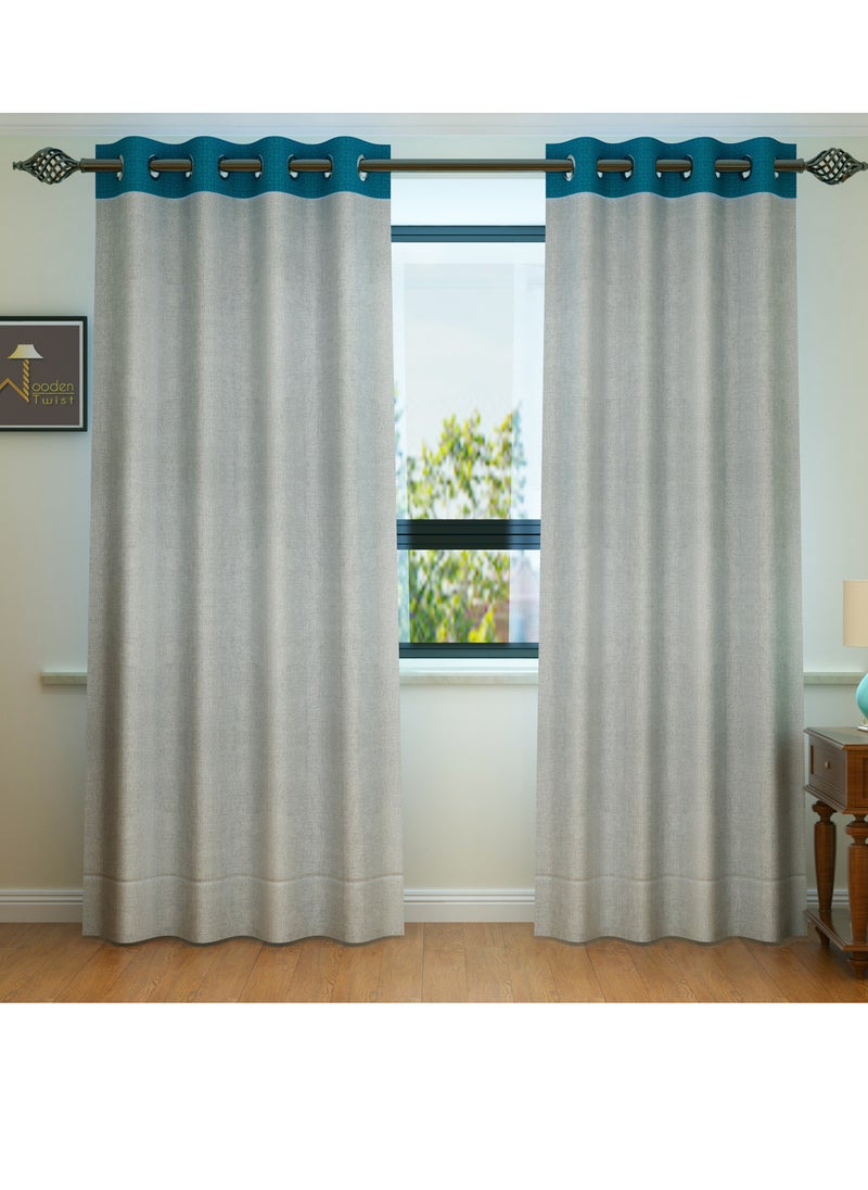 Wooden Twist - Fabrahome Light Filtering 7 Ft Rectangular Curtain (Set of 2) - Image 1
