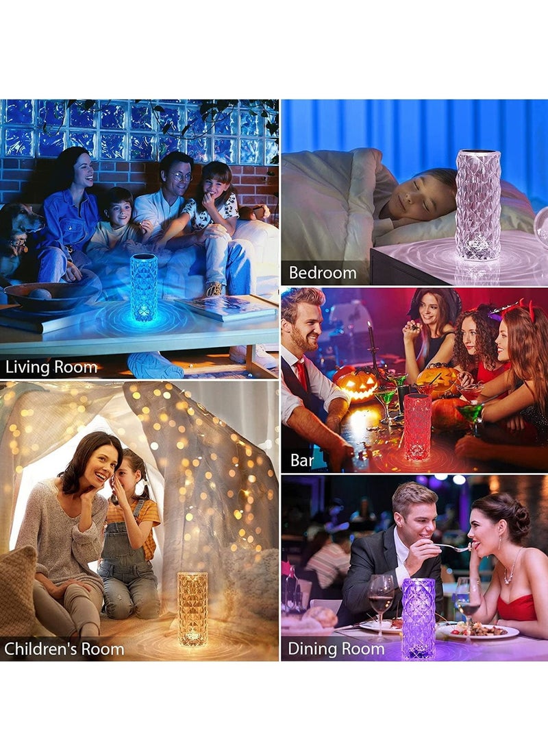 Rechargeable Rose Shadow Table Lamp,Touch and Remote Control, Colorful and Adjustable,Romantic Crystal Diamond Lamp for Valentine's Day, Birthdays, Anniversaries - Image 4