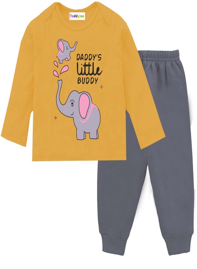 Toddylon New Born Baby Clothes Kids Dress | T-Shirt & Pant | Clothing Sets | T-Shirts and Pyjama Set | Gift Combo | Cotton | Unisex (Yellow & Grey, 2 Years - 3 Years) - Image 2