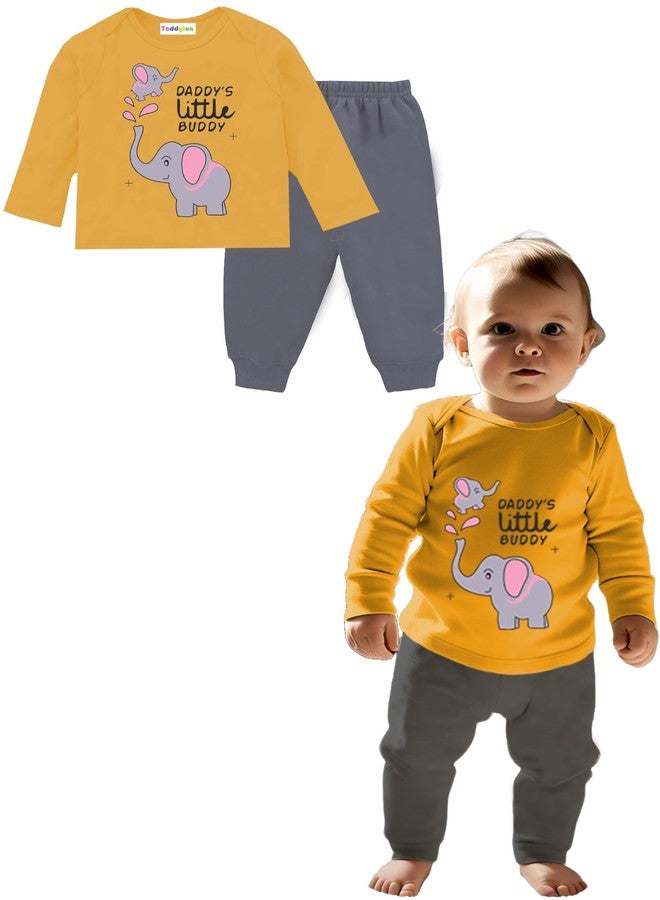 Toddylon New Born Baby Clothes Kids Dress | T-Shirt & Pant | Clothing Sets | T-Shirts and Pyjama Set | Gift Combo | Cotton | Unisex (Yellow & Grey, 2 Years - 3 Years) - Image 1
