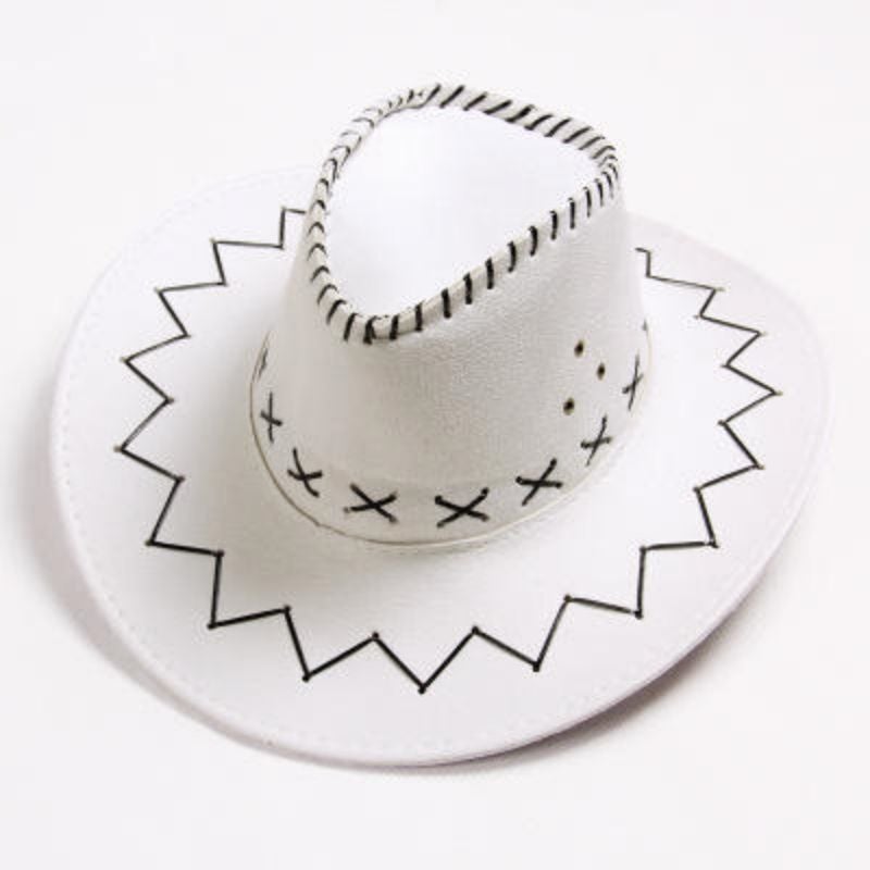 Cowboy Hat Unisex  Suede Windproof Rope Large Brim Sun Hat - Image 1