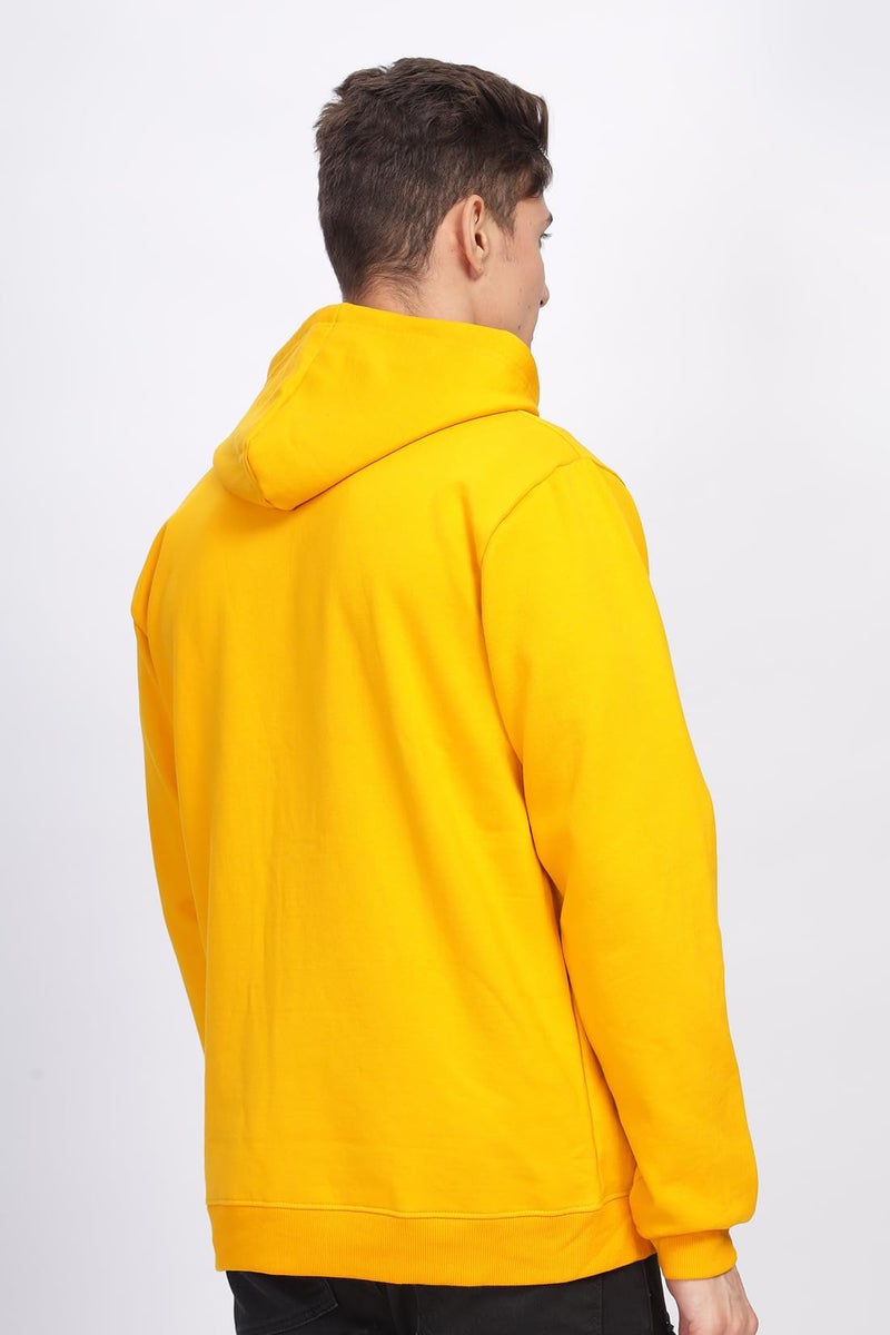 ADRO Men's Cotton Neck Hooded Sweatshirt (ZHH-24-PLN-MU_Mustard - Image 2