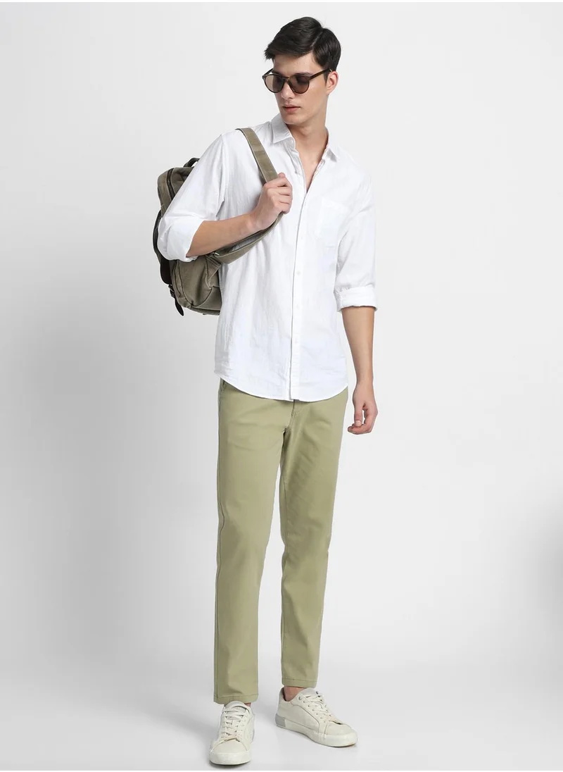 Dennis Lingo Regular Fit Moss Green Chinos Pants For Men