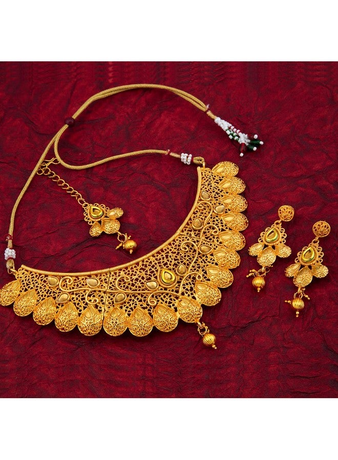 سوكهي مجموعة مجوهرات الزفاف التقليدية المطلية بالذهب من Sukkhi قلادة تشوكر للنساء (N71789GLDPM1250) - Image 2