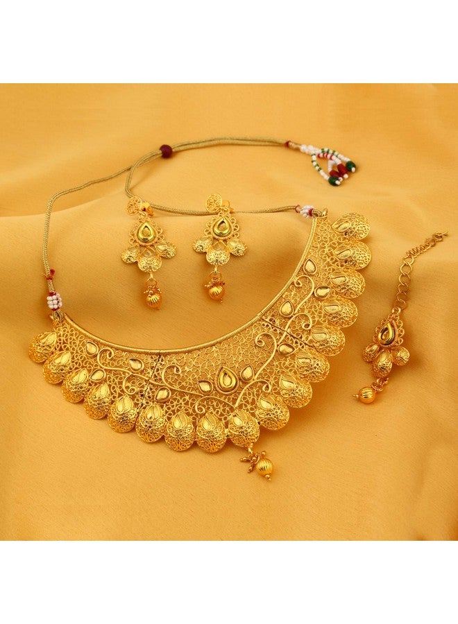 سوكهي مجموعة مجوهرات الزفاف التقليدية المطلية بالذهب من Sukkhi قلادة تشوكر للنساء (N71789GLDPM1250) - Image 3