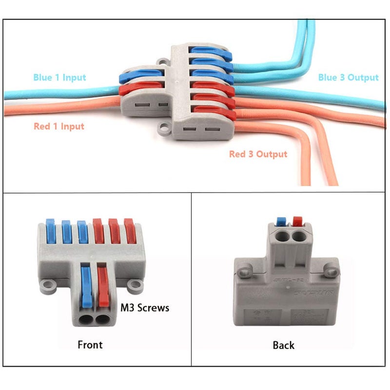 tatoko 10PCS Mini Fast Wire Connector Universal Wiring Cable Connector Push-in Conductor Terminal Block Two in and Six Out - Image 4