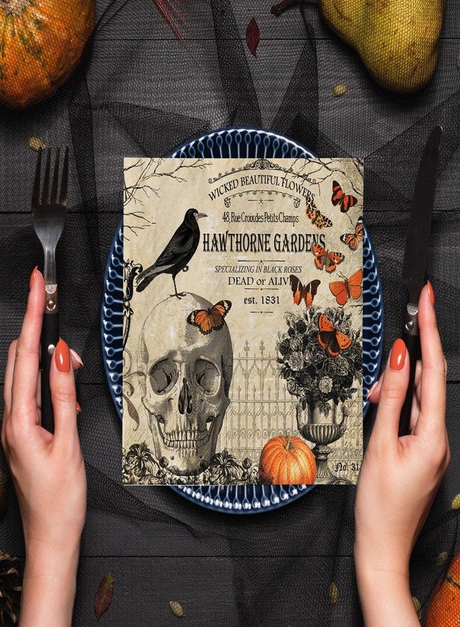 JarThenaAMCS 80Pcs Halloween Paper Napkin Vintage Skull Crow Luncheon Napkin Disposable Dessert Dinner Hand Napkin for Halloween Party Supplies - Image 4