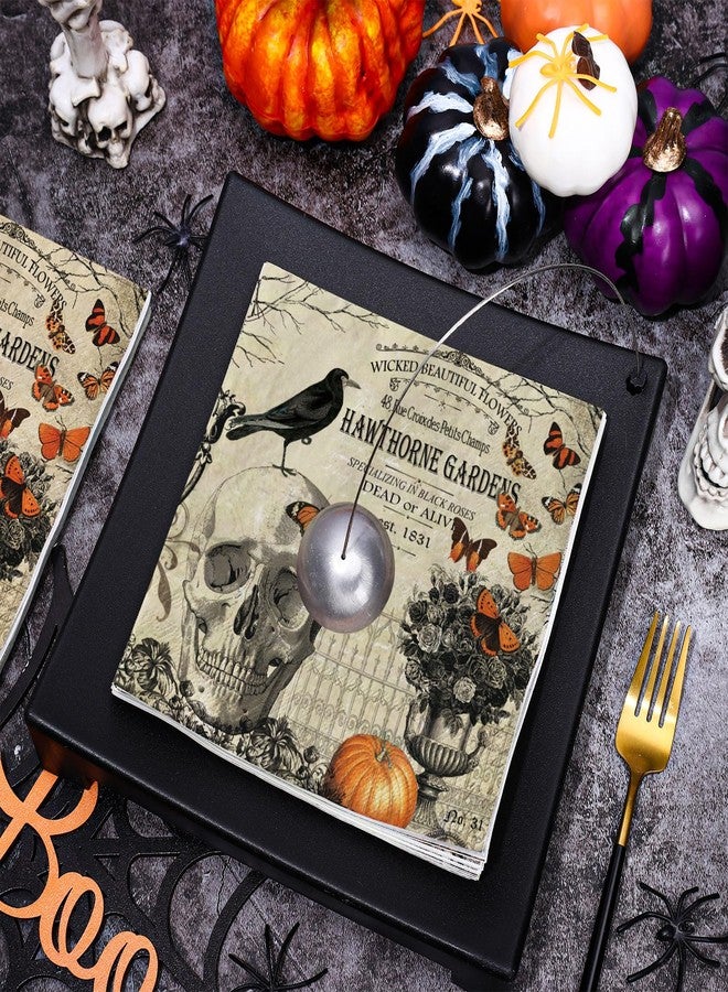 JarThenaAMCS 80Pcs Halloween Paper Napkin Vintage Skull Crow Luncheon Napkin Disposable Dessert Dinner Hand Napkin for Halloween Party Supplies - Image 3
