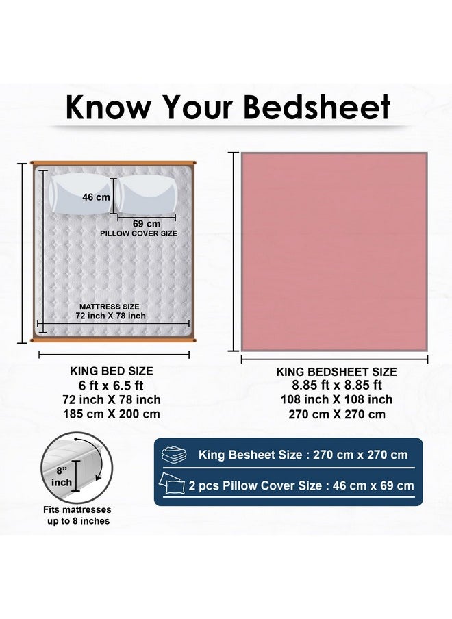 Story@Home Story@Home Bedsheet for King Size Bed | Cotton Bedsheet | Solid King Size Bed Sheet Cotton with 2 King Size Pillow Covers (270 x 270cm, Red Bedsheet) King bedsheet | Perfect for Home Decor | 300TC  - Image 2