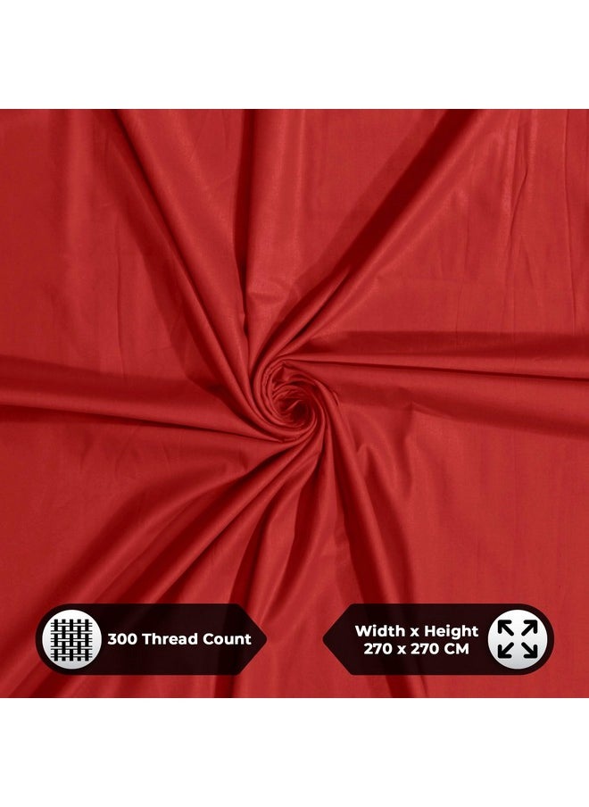 Story@Home Story@Home Bedsheet for King Size Bed | Cotton Bedsheet | Solid King Size Bed Sheet Cotton with 2 King Size Pillow Covers (270 x 270cm, Red Bedsheet) King bedsheet | Perfect for Home Decor | 300TC  - Image 5