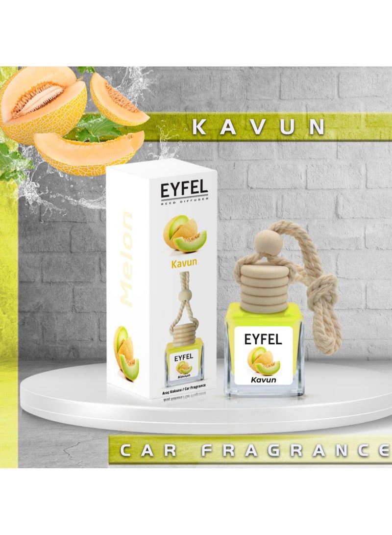 آيفيل معطر جو للسيارة برائحة البطيخ 10 مل - موزع عطر يدوم طويلاً بغطاء خشبي - Image 1
