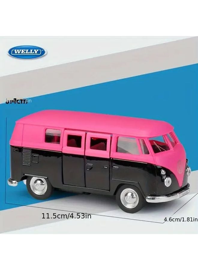 Pink Black Volkswagen T1 Bus 1963 Alloy Model Car Toy With Swing Doors - Image 3