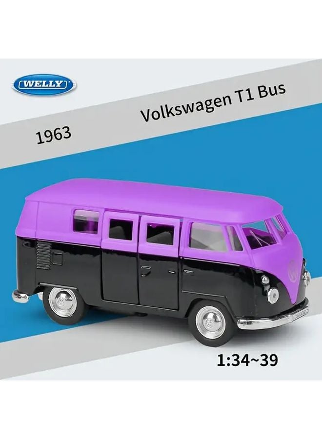 Pink Black Volkswagen T1 Bus 1963 Alloy Model Car Toy With Swing Doors - Image 4
