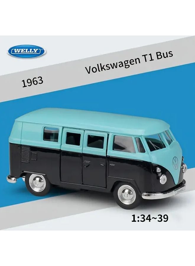 Pink Black Volkswagen T1 Bus 1963 Alloy Model Car Toy With Swing Doors - Image 2