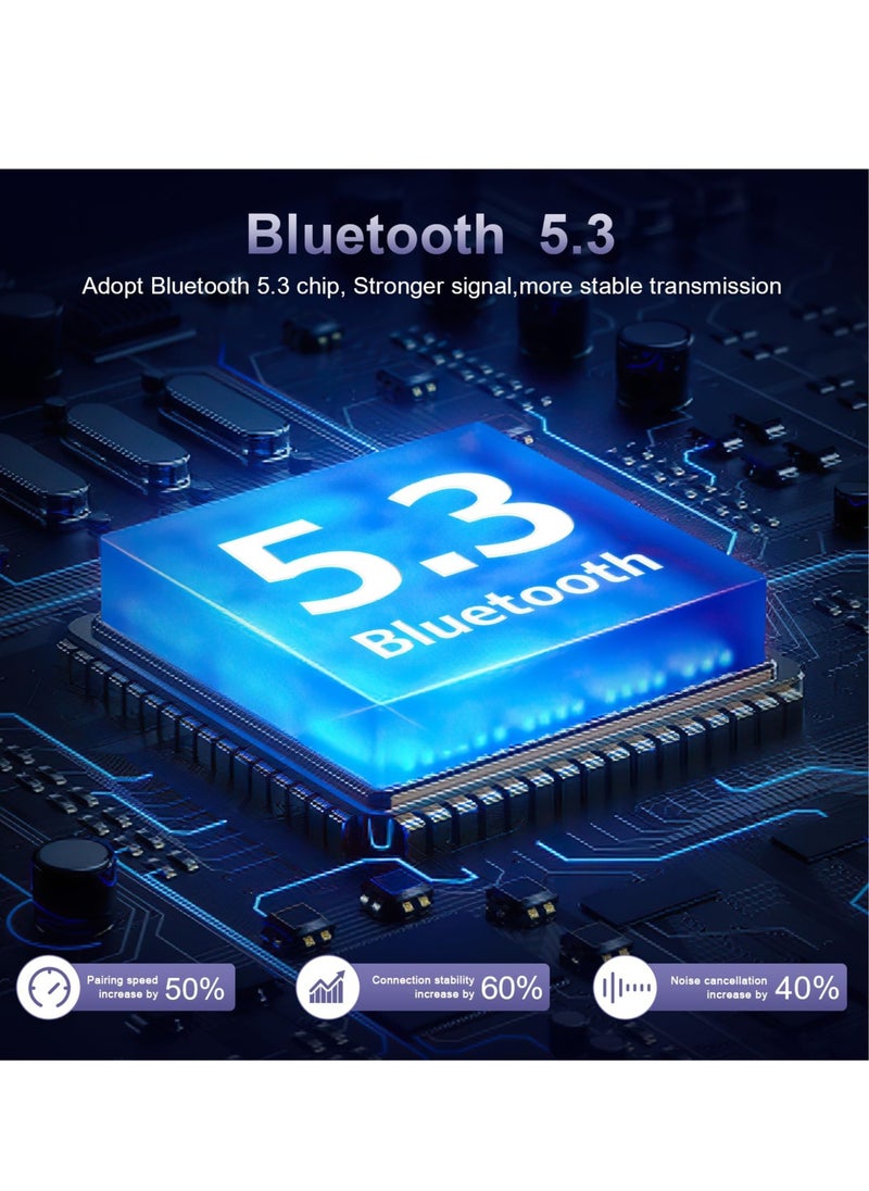 Excefore - Bluetooth 5.3 Transmitter and Receiver, Bluetooth Adapter Audio with LED Display, Hand-Free Call 3.5mm Bluetooth Aux Adapter, Support TF Card, Volume Control, Navigation, for Car/Speaker/Home Theater - Image 1