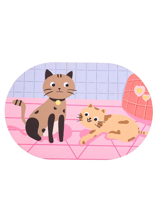 Status Contract Super Water Absorbent Soft Doormat, Quick Dry Dirt Barrier For Home, Bathroom, (38X 58Cms) (1, Cat), Silicon, Multicolor, Oval - Image 2