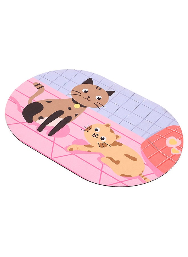 Status Contract Super Water Absorbent Soft Doormat, Quick Dry Dirt Barrier For Home, Bathroom, (38X 58Cms) (1, Cat), Silicon, Multicolor, Oval - Image 3