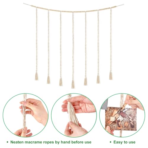 ecofynd Berlin Macrame Photo Display Wall Hanging, Picture Organizer with 20 Wooden Clips, Boho Aesthetic Home Decor, Bohemian Rectangular Frame for Bedroom Living Room Items (BH040), 20 x 040 inch - Image 3