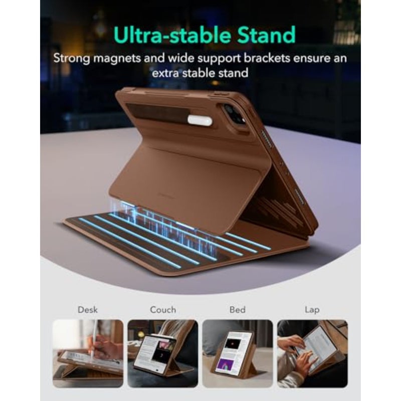 حافظة iPad Pro مقاس 11 بوصة لجهاز 2022/2021/2020/2018 الجيل الرابع/الثالث/الثاني/الأول، غطاء مغناطيسي قابل للإزالة، حامل صورة/مناظر طبيعية قابل للتعديل، عرض مرتفع للشاشة، 9 زوايا - Image 4