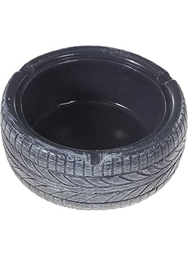Realistic Vintage Tire Shape Resin Ashtray Black Grey Home Office Desktop Organizer - Image 1