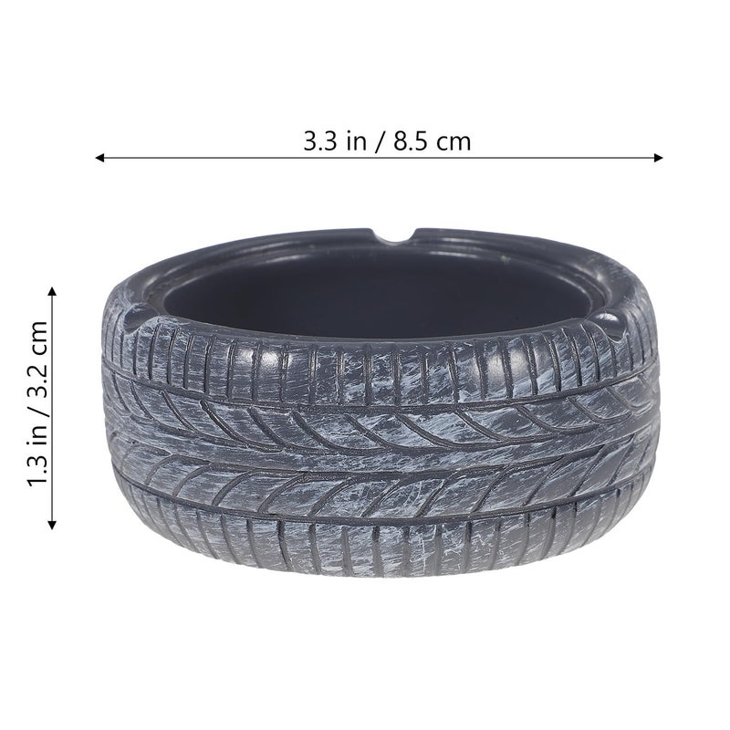 Realistic Vintage Tire Shape Resin Ashtray Black Grey Home Office Desktop Organizer - Image 3