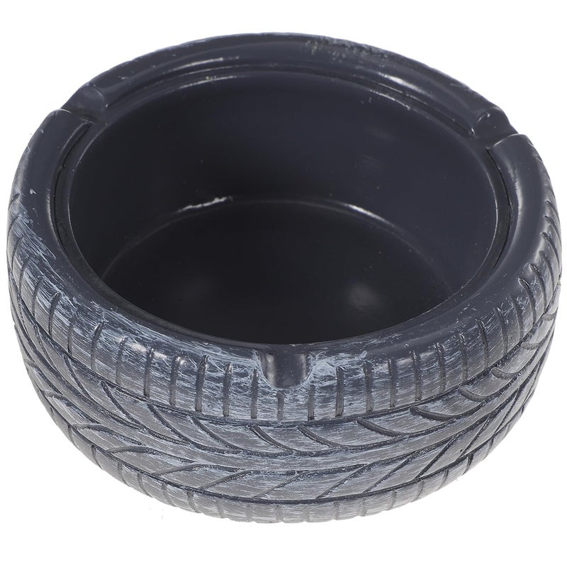 Realistic Vintage Tire Shape Resin Ashtray Black Grey Home Office Desktop Organizer - Image 2