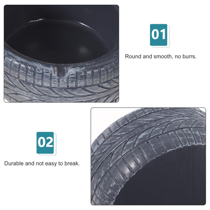 Realistic Vintage Tire Shape Resin Ashtray Black Grey Home Office Desktop Organizer - Image 5