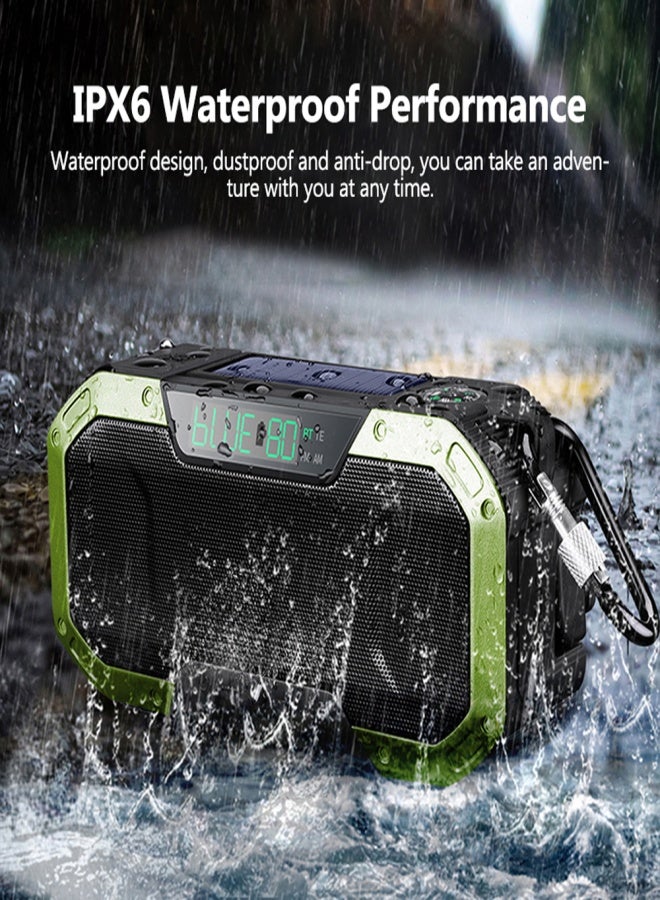 Portable Hand Crank Radio Multifunction IPX6 Waterproof Outdoor Emergency FM Radio BT Speaker with LED Light - Image 5