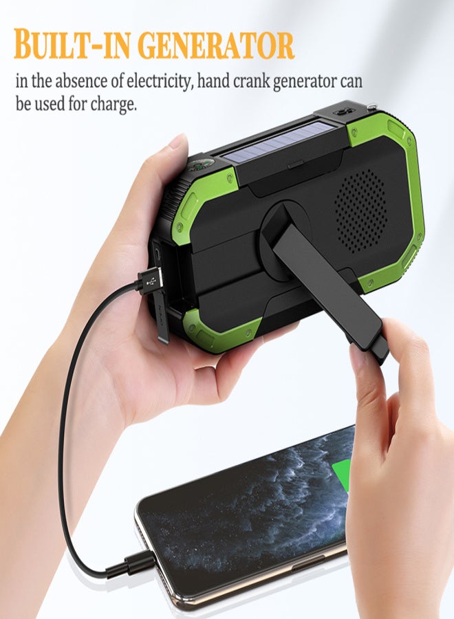 Portable Hand Crank Radio Multifunction IPX6 Waterproof Outdoor Emergency FM Radio BT Speaker with LED Light - Image 4