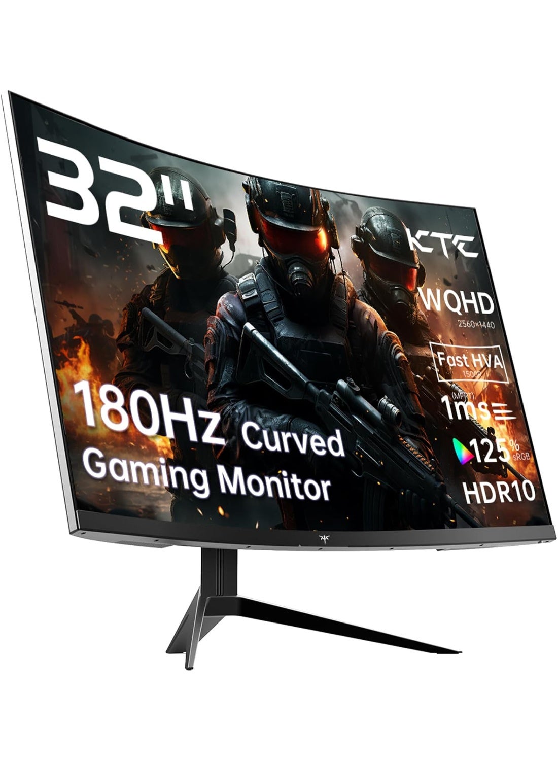 KTC 32 inch 180Hz Curved Gaming Monitor, QHD(2560x1440p) 1ms MPRT, 2K Computer Monitor, 1500R HVA Display, FreeSync Premium, HDR, 120% sRGB, DisplayPort/HDMI/USB, Vesa Support, PC Monitor for Gamers