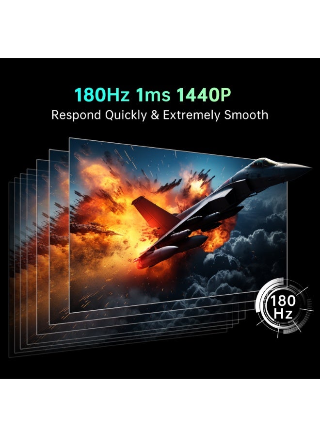 شاشة ألعاب KTC منحنية مقاس 32 بوصة، معدل تحديث 180 هرتز، QHD (2560x1440 بكسل) 1 مللي ثانية MPRT، شاشة كمبيوتر 2K، شاشة 1500R HVA، FreeSync Premium، HDR، 120% sRGB، DisplayPort/HDMI/USB، دعم Vesa، شاشة كمبيوتر للاعبين - Image 2