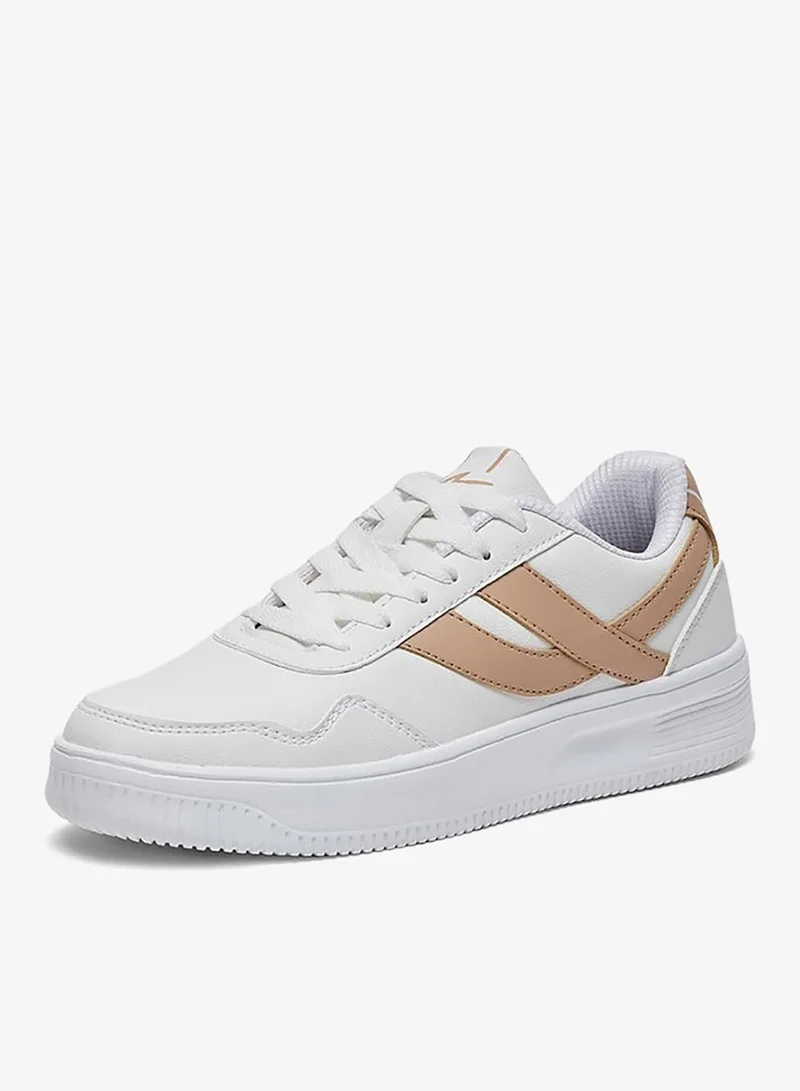 CAMPUS Women’s White Low Top Sneakers – Cool Urban Design Shoes with Memory Foam for All-Day Comfort