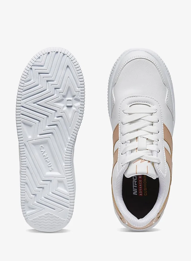 CAMPUS Wht/Beige Women’s White Low Top Sneakers – Cool Urban Design Shoes with Memory Foam for All-Day Comfort for Women | Best Price UAE