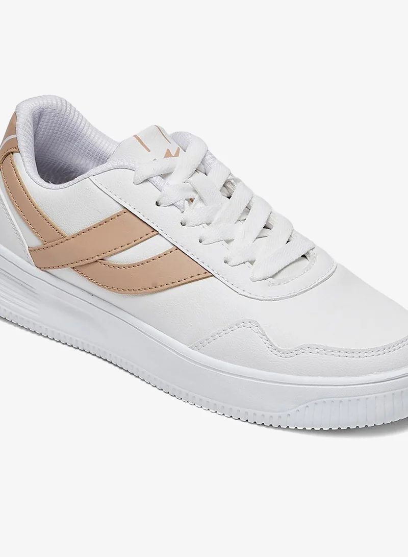 CAMPUS Wht/Beige Women’s White Low Top Sneakers – Cool Urban Design Shoes with Memory Foam for All-Day Comfort for Women | Best Price UAE