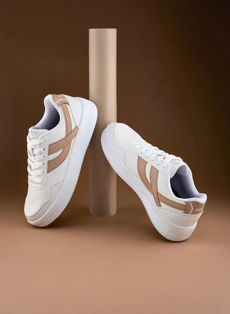 CAMPUS Wht/Beige Women’s White Low Top Sneakers – Cool Urban Design Shoes with Memory Foam for All-Day Comfort for Women | Best Price UAE