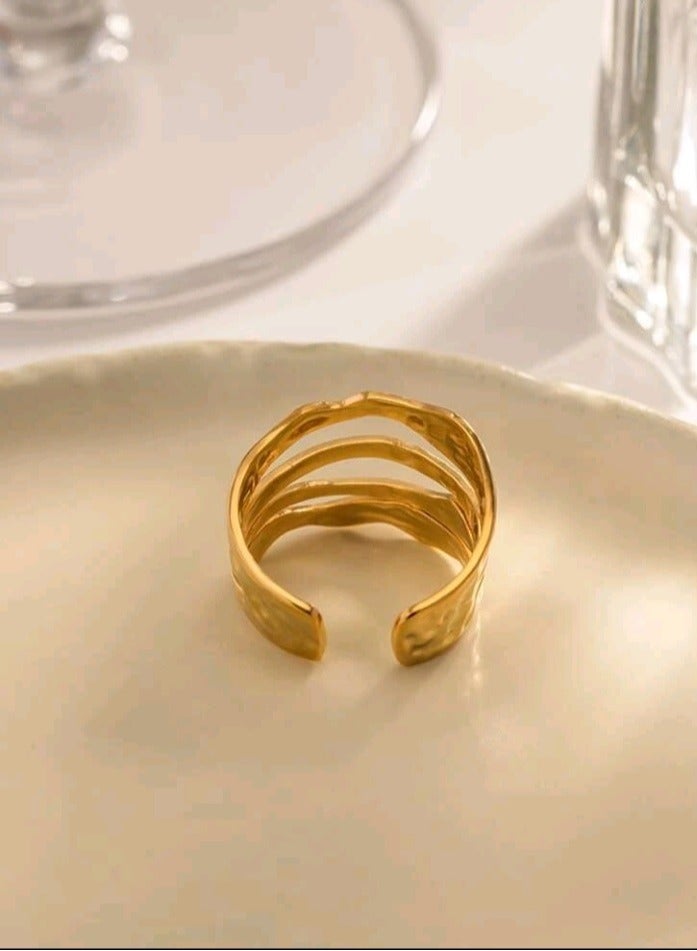 Attractives Trendy Stainless Steel Gold Plated Ring For Women One Size - Image 5